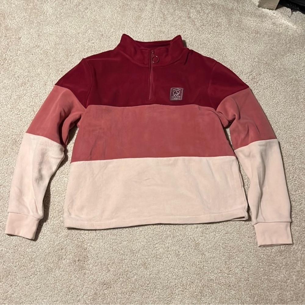Ivory Ella Colorblock Fleece Pullover, Partial Zip, Large - Picture 1 of 6